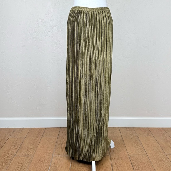 NWT Vintage 1990s Collection Jeanne Marc Bronze Plisse Pleated Maxi Skirt M - Picture 4 of 14